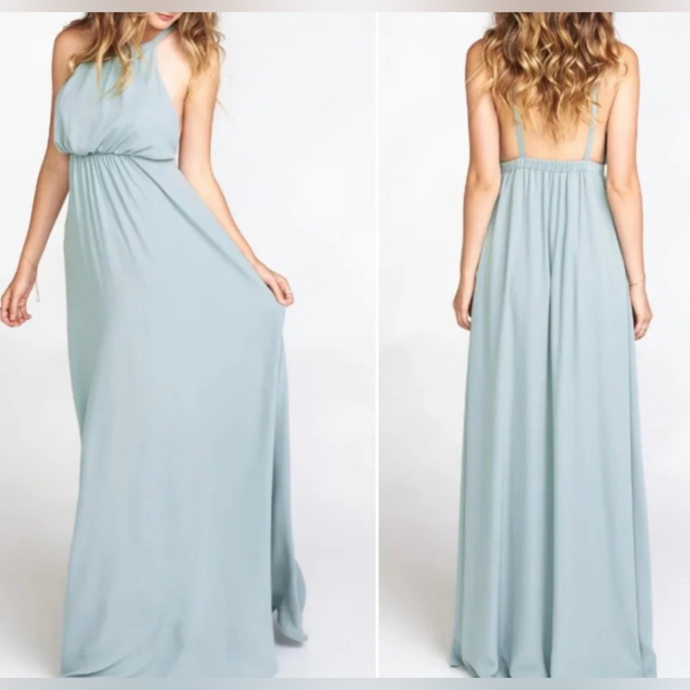 Show Me Your MuMu NWT Amanda Maxi Dress Silver Sage Size XL